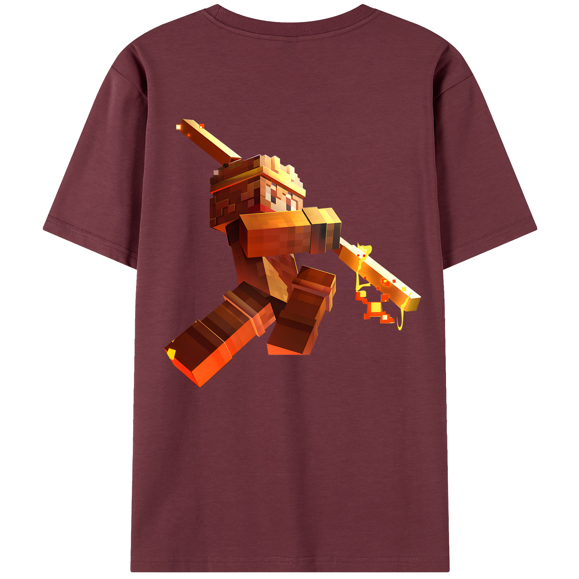 （画像用） マインクラフト ブロックの世界 Minecraft MC Block world 綿100％半袖Tシャツ（背面プリント）